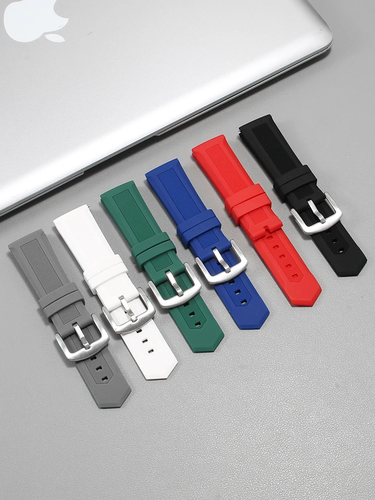 Pulseira de relógio de silicone de 22mm para tag heuer aquaracer série f1, pulseira de substituição respirável com fivela de aço inoxidável