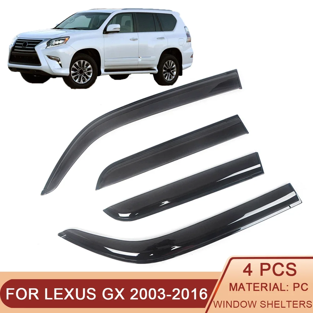 

For Lexus GX470 J120 GX460 J150 2003-2016 Auto Black Car Side Window Visor Guard Vent Awnings Shelters Rain Guard Door Ventvisor