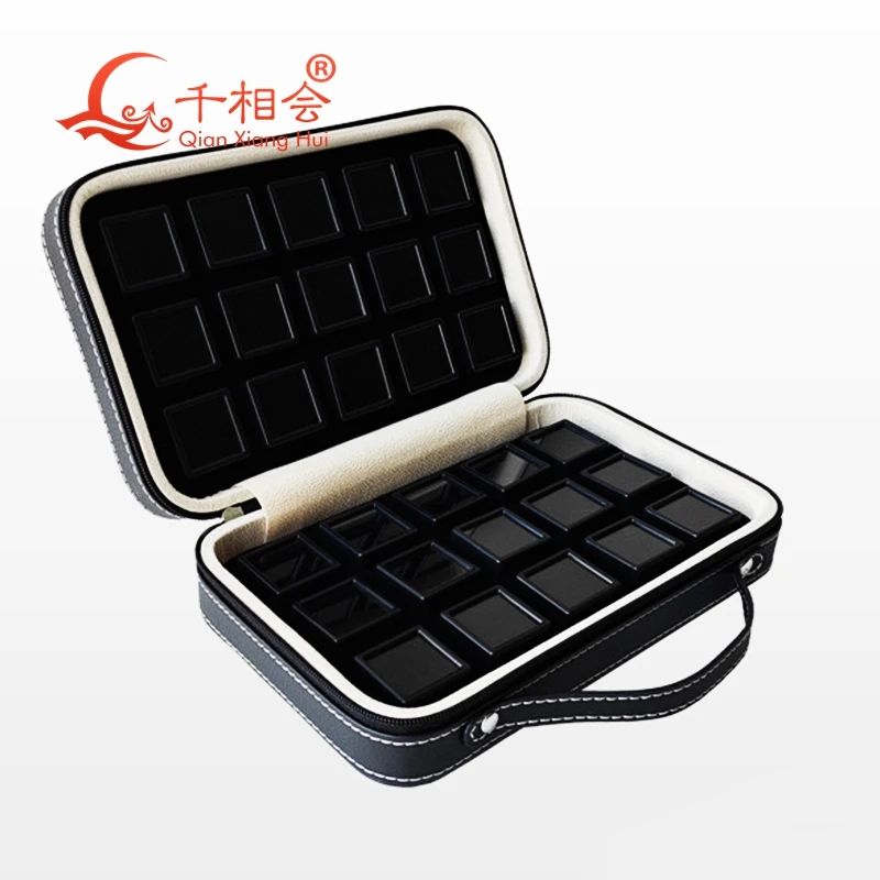 High Quality Superior Leather Gem Bag Display Travel Ziplock Diamond Bag Gemstone Box Stone Storage Bag With Small Gem Box