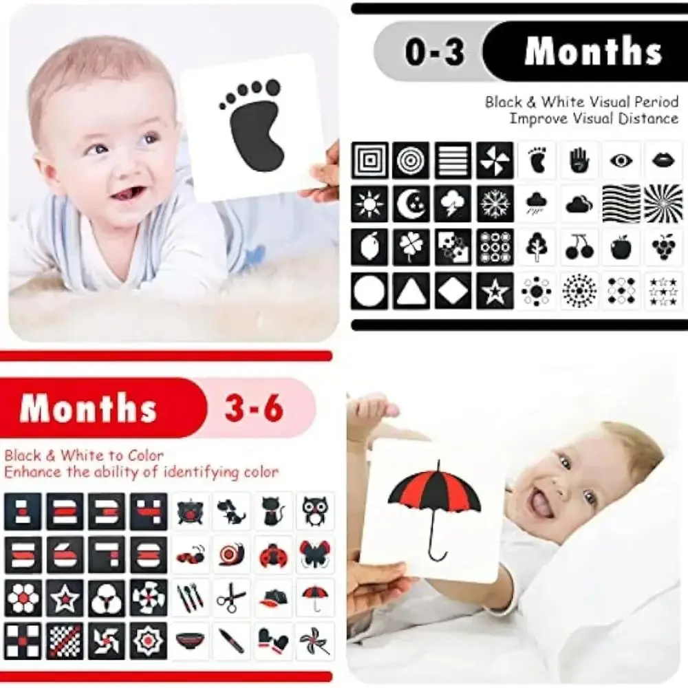 High Contrast Baby Vision Cards Black And White Visual Stimulation Flash Card Learning Game 0 12 Months Infant Gift Sensory Toy