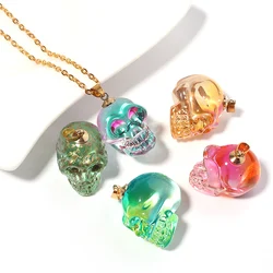 Punk Lampwork Skull Necklace Pendants Multicolour Skeleton Pendant Charms Statement For Men Male Jewelry Men Necklace Charms