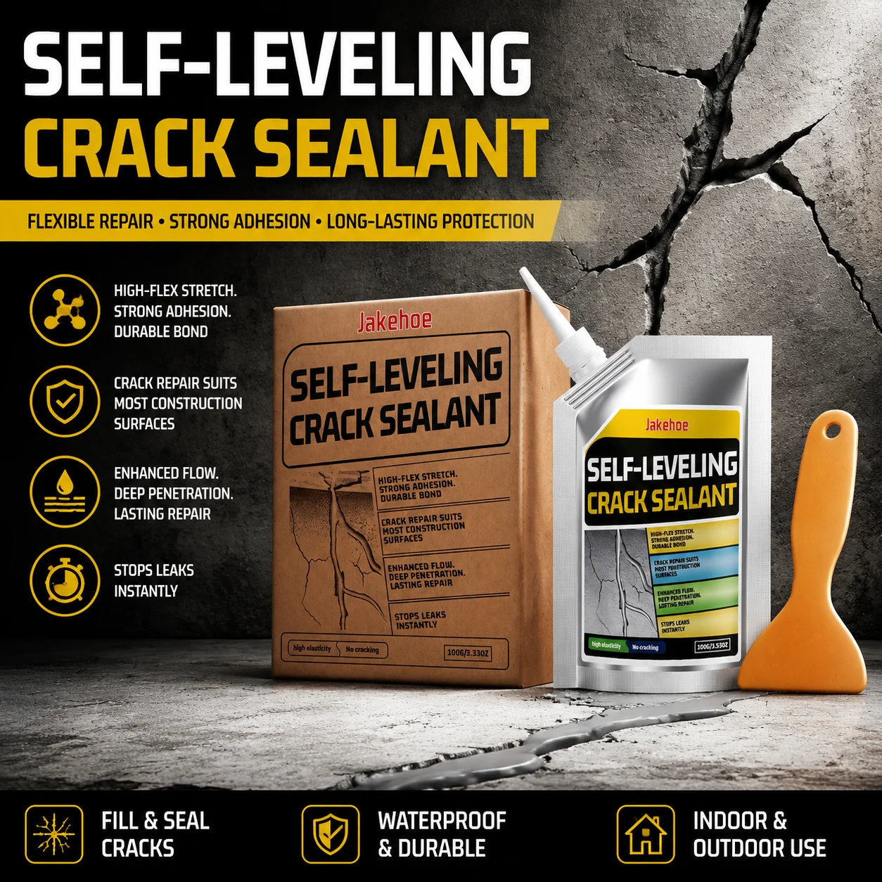 100g Selbstnivellierender Rissversiegler Betonriss-Reparatur Wasserdichter Leckstopp Starker Haftungskraft Boden-Wand-Rissfüller