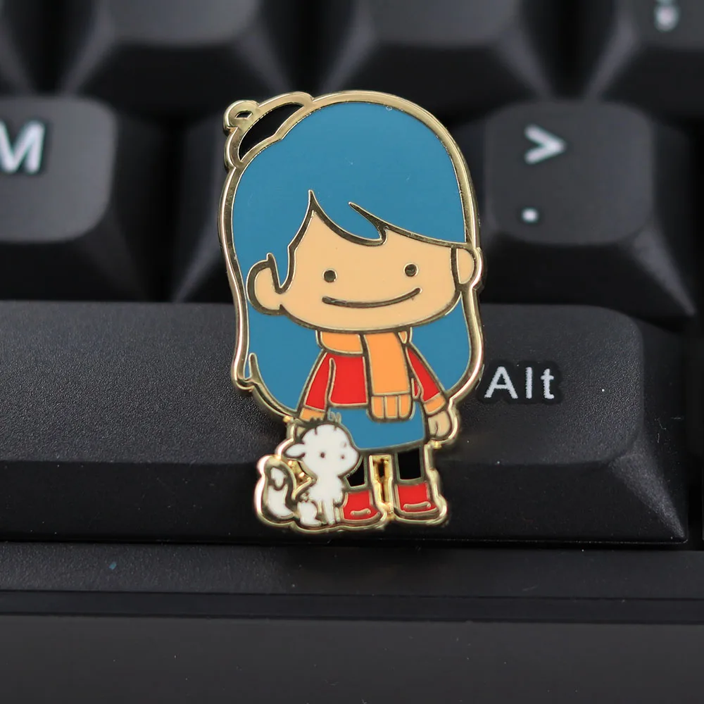 Cute Hilda & Twig Brooch Cartoon Animation Metal Pin Clothing Bag Badge Accessories Children'S Holiday Gift