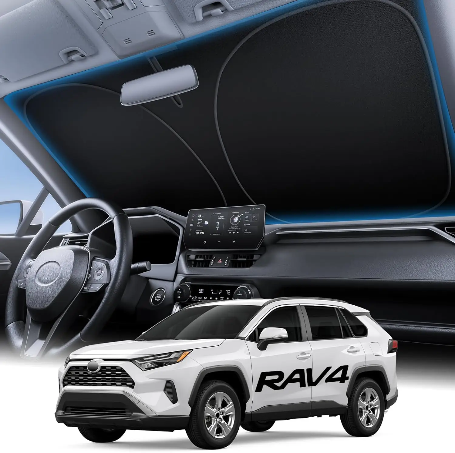 

Windshield Sunshade for Toyota RAV4 2019-2026 with 7-Layer Cooling Tech, Foldable Heat Insulation Front Window Cover with