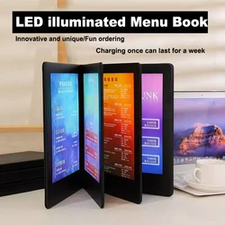 LED Menu Covers  Backlit Light Double Panel Menu Holder PU Leather Menu Folder Fits Paper for Restaurant Hotel Club Bar Wine