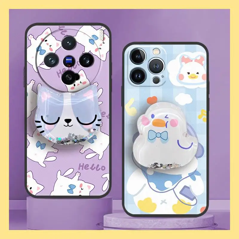 Rotatable stand phone lens protection Phone Case For VIVO X200 Pro Mini Back Cover Dirt-resistant Soft Case Cartoon TPU