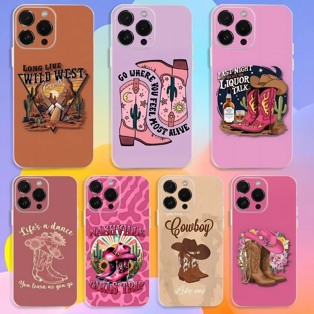Beautiful Cool Cowboy Phone Case For iPhone 16,15,14,13,12,11 Pro,Max,Plus,X,XS,XR,SE,Mini Transparent Silicone Soft