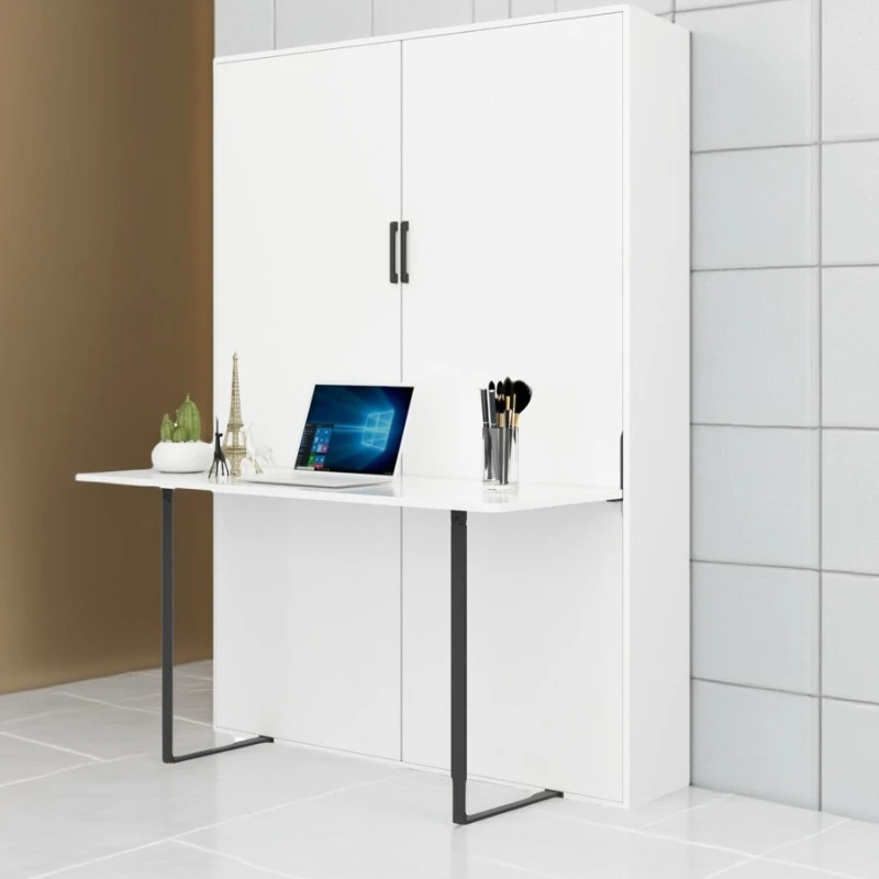 Invisible folding bed wall bed desk integrated multi-functional study bedroom space saving hidden wardrobe bed hardware
