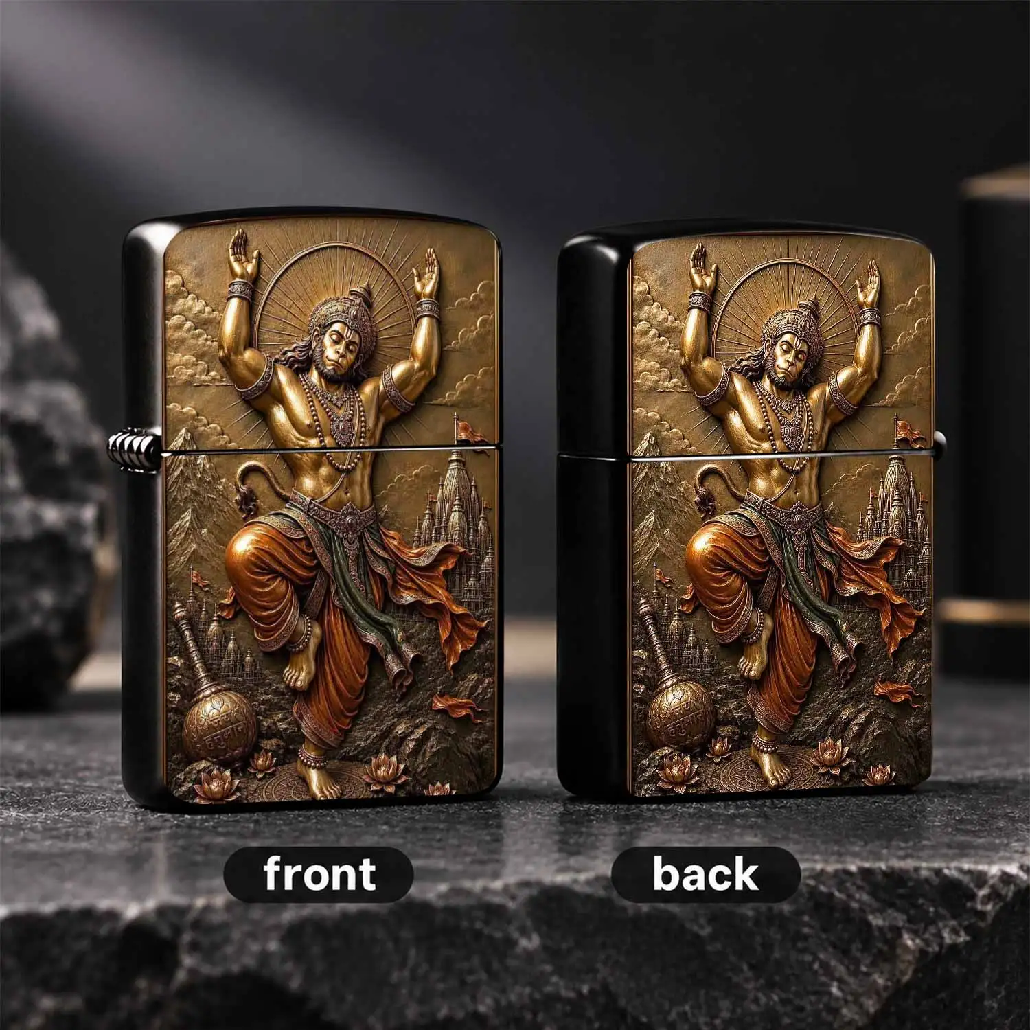 Retro Embossed Hanuman Themed Lighter, Vintage Textured Portable Ignition Device, Multi-Scenario Usable Creative Decor, Ideal Festive Gift For Hindu Religious Culture Enthusiasts, Exquisite Engraved Art Collectible For Daily Outdoor Use A H