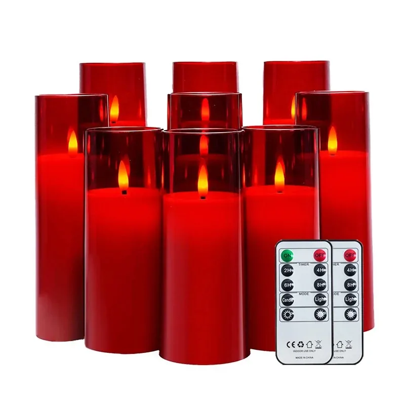 

9-Pack LED Candles with 2 Remote Control Romantic Birthday Confession Proposal Decoration Acrylic LED Light Electronic Candle