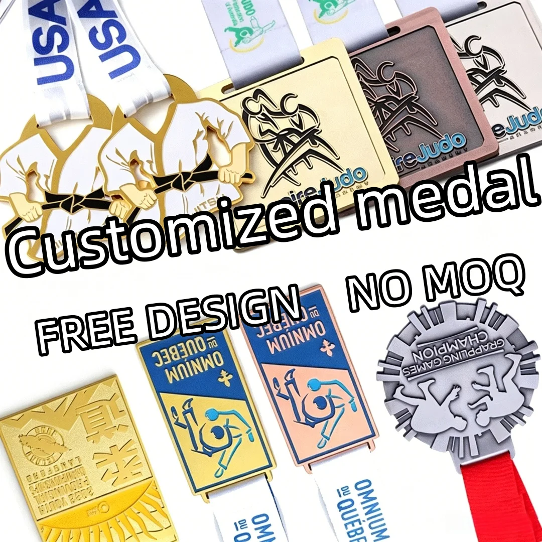 Wholesale Zinc Alloy Metal Medal Gold Enamel Kung Fu Taekwondo Karate Medal 2d 3D Boxing Wkf Bjj Jiu Jitsu Judo Sport Medals