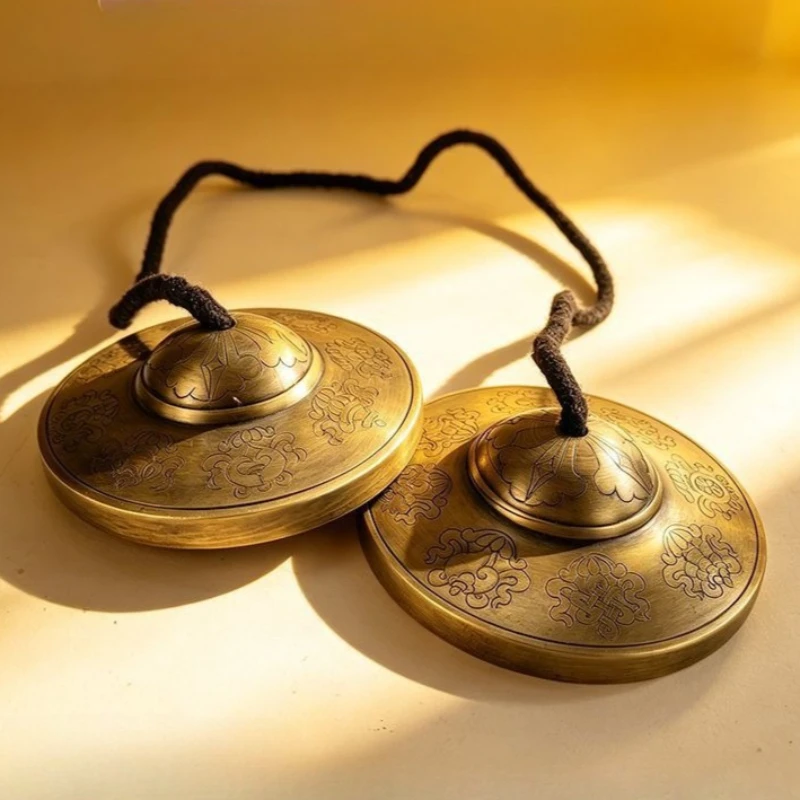 Nepal Bronze Carved Tinkle Bell Handmade Sound Healing Hand Bell Meditation Yoga Portable Bell Musical Percussion Instruments