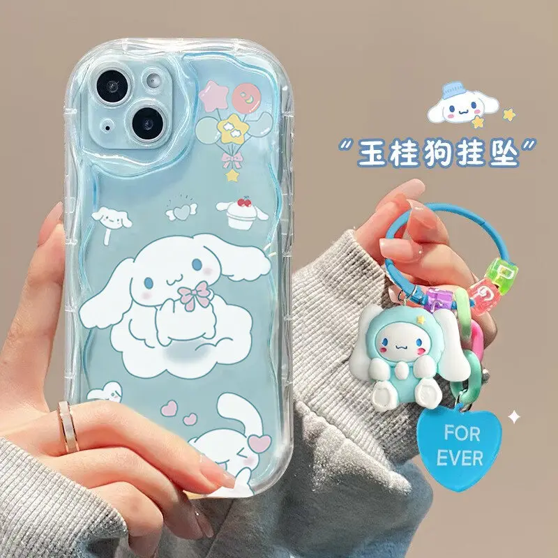 Sanrio Hello Kitty Cinnamoroll Kuromi Chain Case For Xiaomi 14C 13C 12C 9C Redmi Note 13 Pro 12 11 10 Plus Cover Funda Soft Si