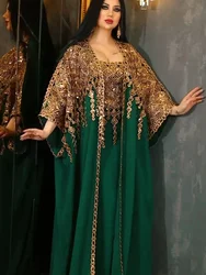 Abaya-Robe Longue de Soirée pour Femme, Cardigan du Ramadan, Kaftan, Educatif, Jalabiya, Ensemble 2 Pièces, 2024