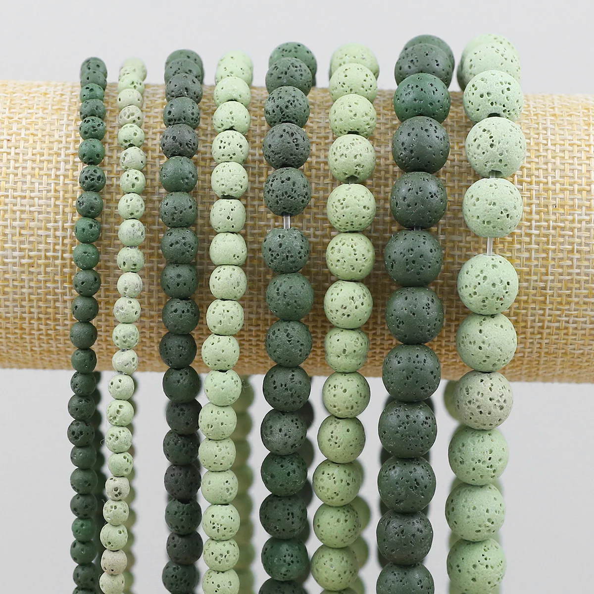 Pierres de lave naturelles 4/6/8/10mm, pierre volcanique verte, perles d'espacement amples pour la fabrication de bijoux, Bracelet perlé, accessoires de bricolage