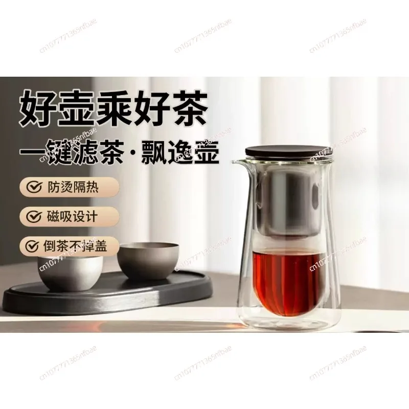 

New heat-resistant one-button filter glass magnetic floating cup