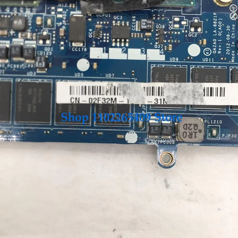 Placa base para ordenador portátil XPS 12 9Q23, placa base QAZQ0 CN-02F32M con SR0N6, LA-8821P, 8G, 100% probado, alta calidad, 2F32M, 02F32M, I7-3517U