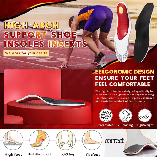 Orthotic Insole Men High Arch Support Flatfoot Orthopedic Insoles For Feet Ease Pressure Plantar Fasciitis Pain Relief Shoe Sole - Image 3