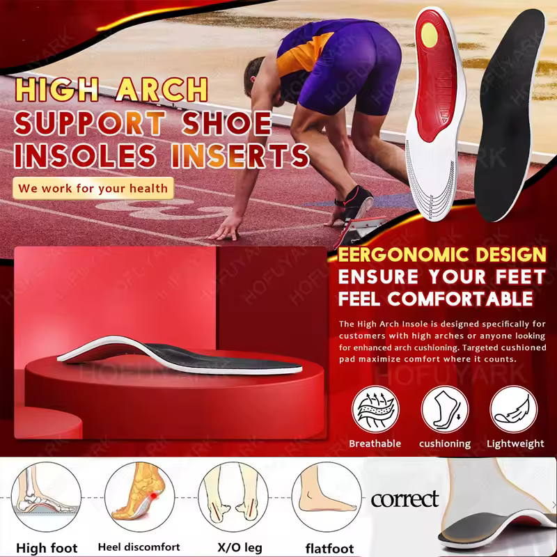 Orthotic Insole Men High Arch Support Flatfoot Orthopedic Insoles For Feet Ease Pressure Plantar Fasciitis Pain Relief Shoe Sole - Image 3