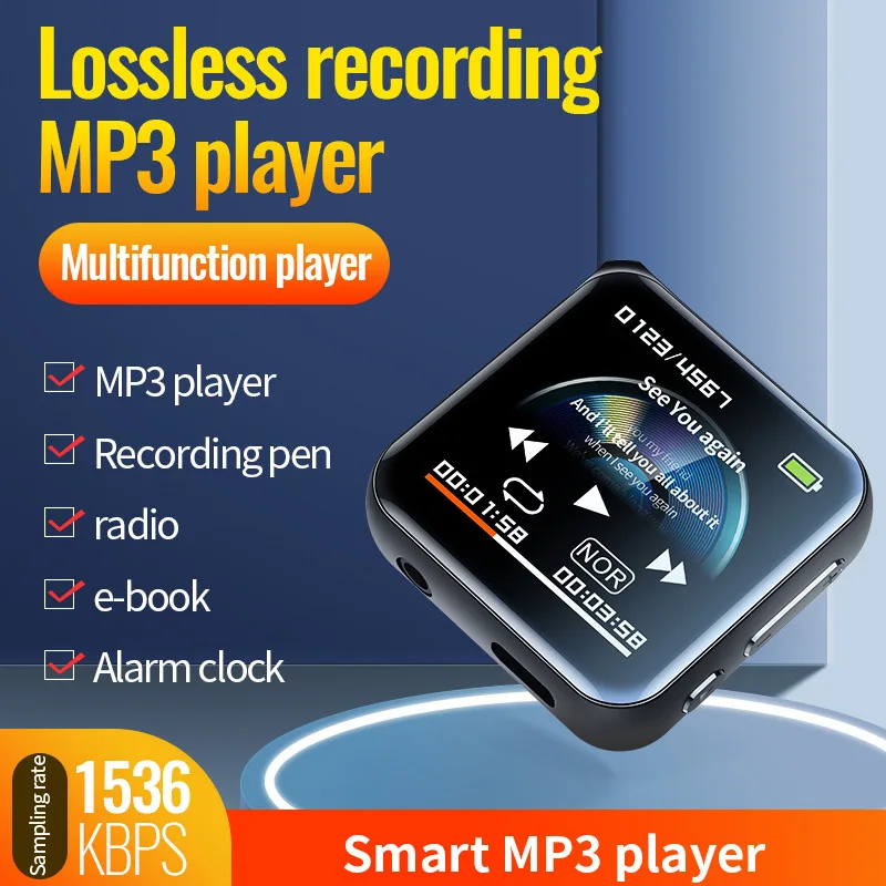 Lecteur MP3 de sport, basse stéréo HIFI HD, lecteur de musique sans perte, enregistreur vocal, radio FM, E-Book, haut-parleur intégré, baladeur, 4 go-256 go