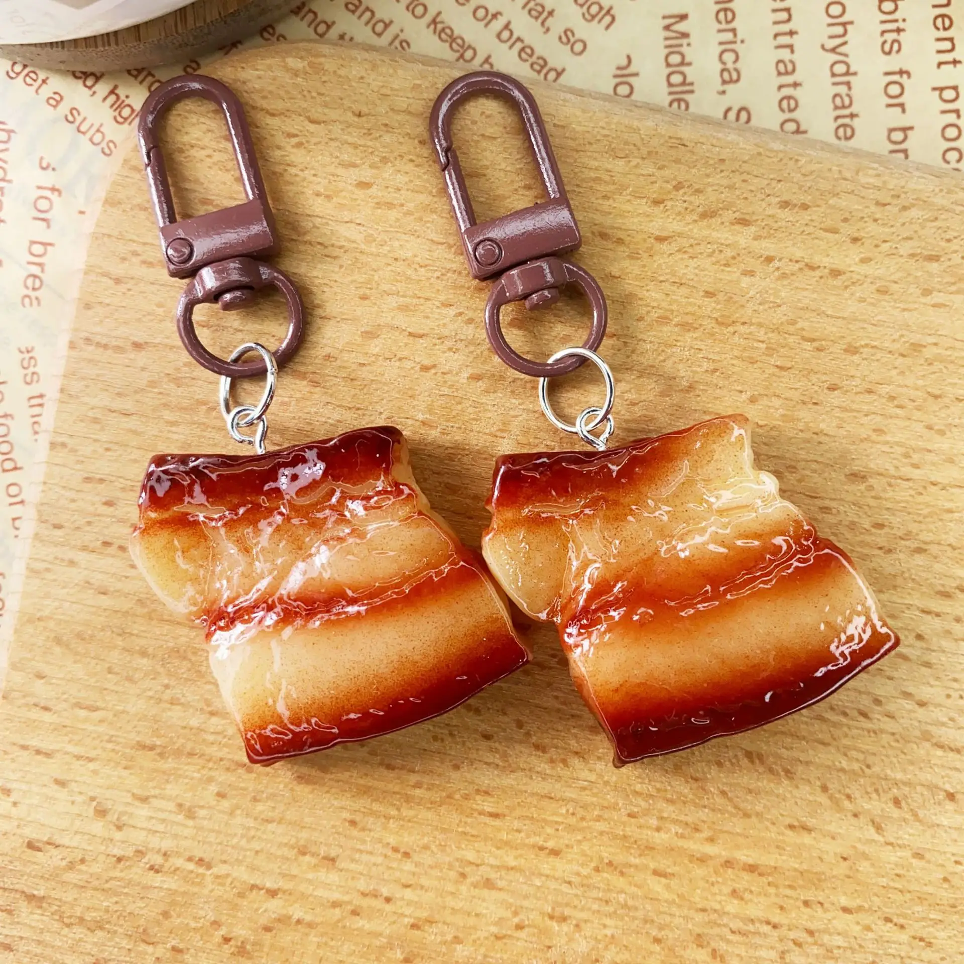 Pork belly keyring Food Pendant PVC Braised Pork Belly Model Keychains Phone Pendant Keyrings Creative Decoration Gift Car Key C
