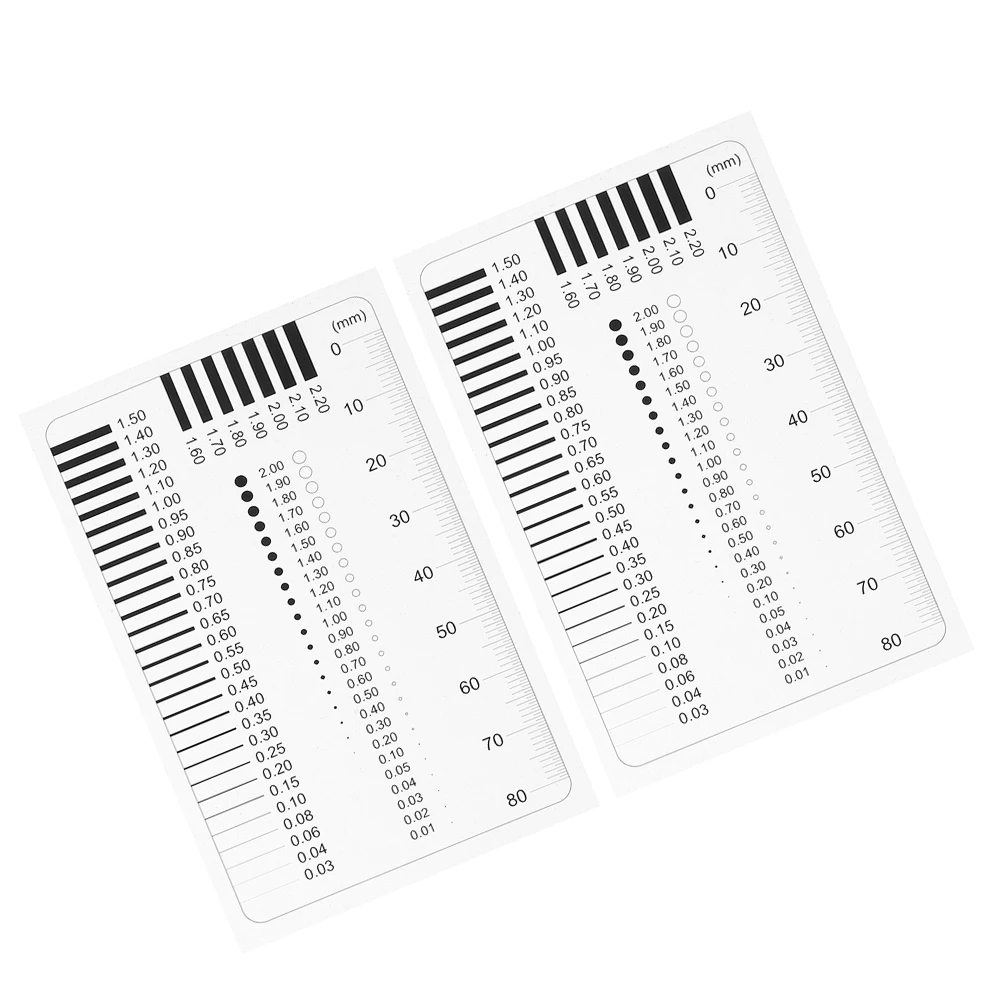 

2pcs High Precision Flaw Detection Gauge Transparent Line Width Defects Ruler Scratch Estimation Chart Crack Measuring Tool