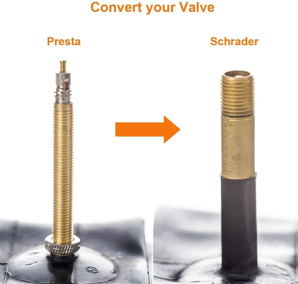 Adapter zaworu rowerowego 4 szt. F/V na A/V, konwerter zaworu Presta na Schrader, złoty adapter zaworu francuskiego do opon rowerowych, akcesoria rowerowe