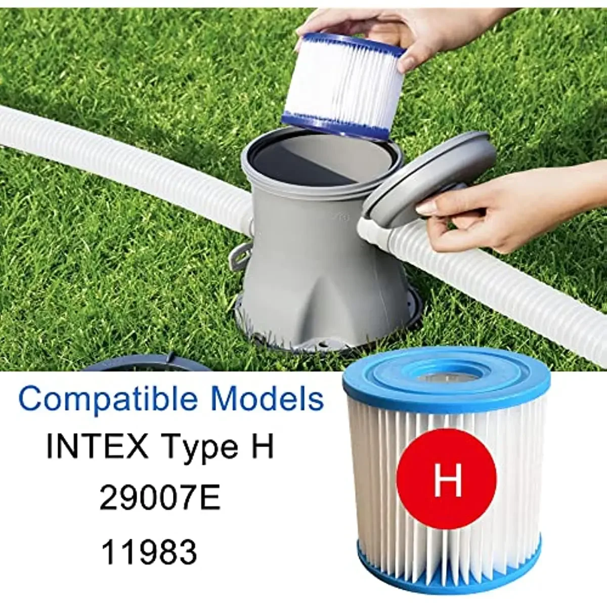 29007E Type H Swimming Pool Filter for 11983 Outdoor Above-Ground Inflatable Cartridge Easy Set Replaces 28601 28602 Filter Pump