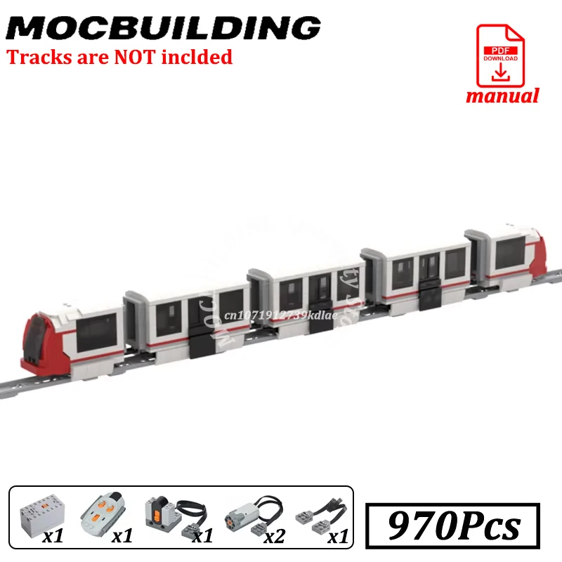 

RC Light Rail Blocks Remote Engine Train Set with PF MOC Building Railway Brick City Railroad Construction Accessories Toys Gift