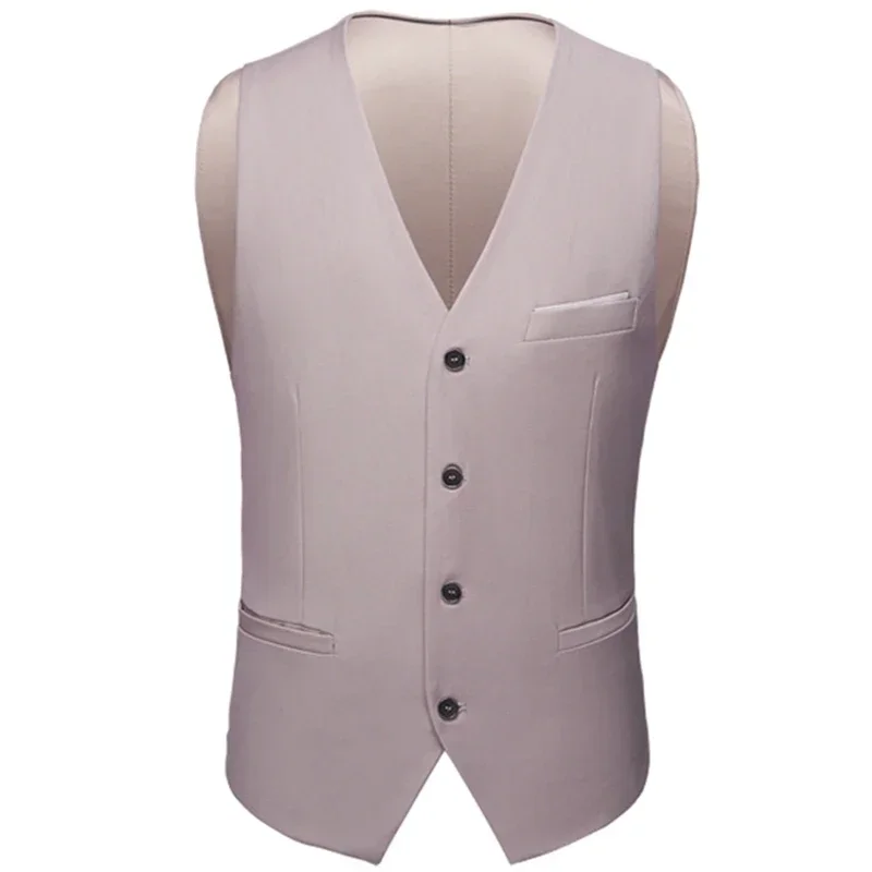 Men Business Gentleman V Neck Slim Fit Groomsman Waiter Vest / High-quality Urban Slim Solid Color Suit Waistcoat