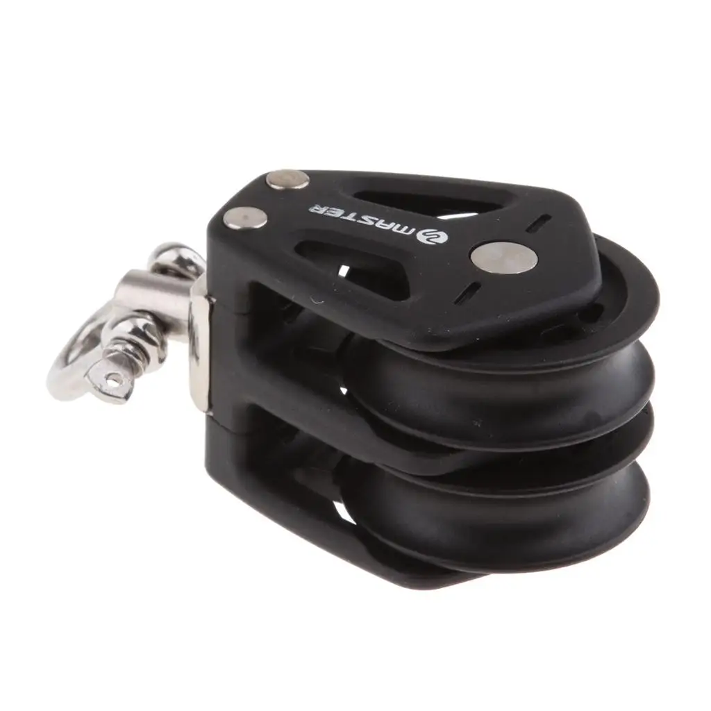35mm Double Pulley Block Stainless Steel Boat Swivel Lifting Pulley Hanging Wire Towing Wheels - 300 kg / 661 Lbs