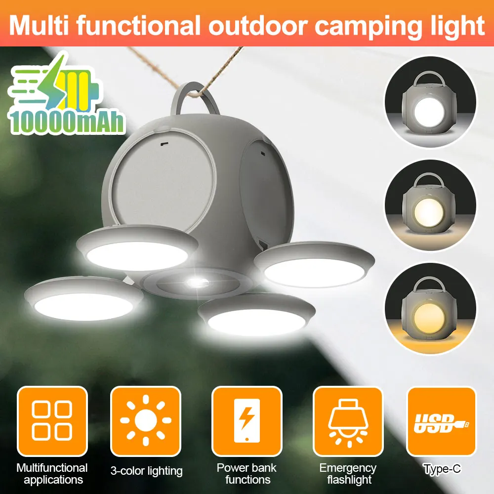 Multifunctional Outdoor Camping Light rechargeable Treasure Waterproof Emergency Flashlight Rechargeable Battery Camping Light