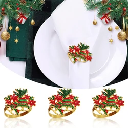 Anéis De Guardanapo De Sino De Natal, Suporte De Ouro, Perfeito Para A Árvore De Natal, Decoração De Champanhe, Decoração De Mesa, 6Pcs