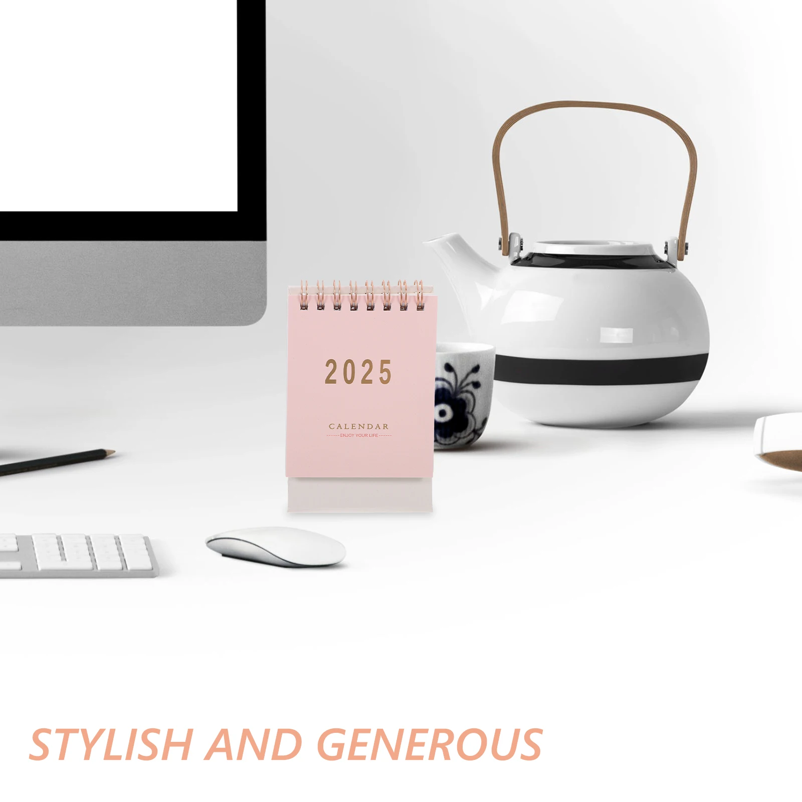 

Desk Calendar 2024-2025 Flip Type Mini Office Supplies Calendar on Table Space-Saving Design Simple Chic Decor for Workstation