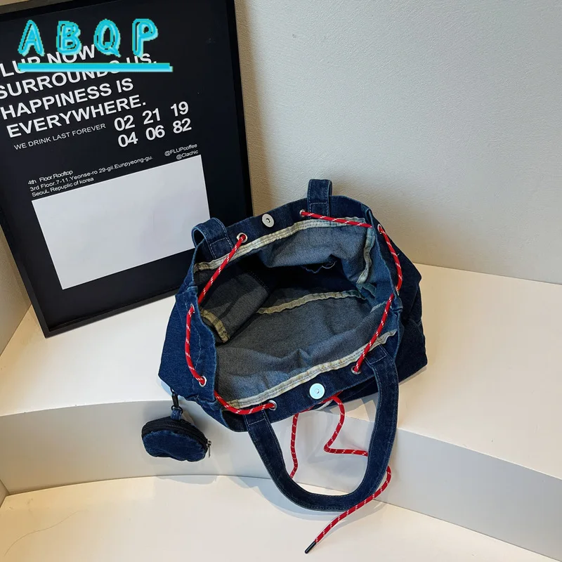 ABQP حقيبة كتف نسائية جديدة سعة كبيرة تطريز أنيق حقيبة يد نسائية الرباط عادية 2 قطعة مجموعة حقيبة نسائية