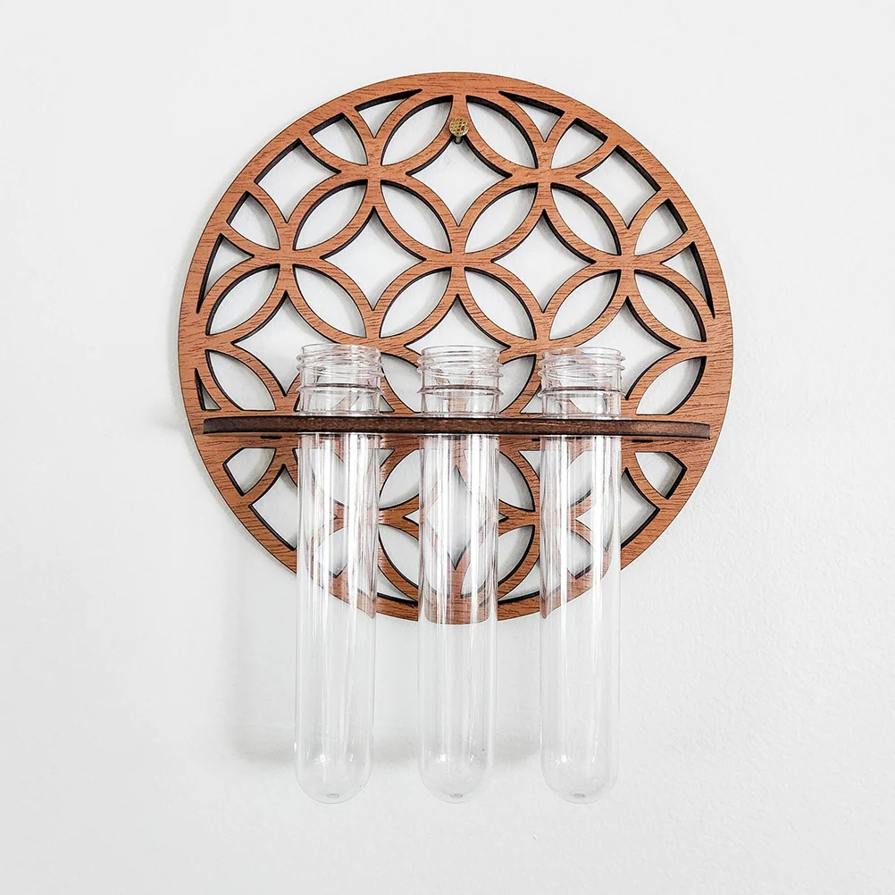 

1Set Wall Hydroponic Plastic Vase Planter Test Tube Terrarium Wooden Stand Indoor Plant Decor Home Hydroponic Plastic Planter