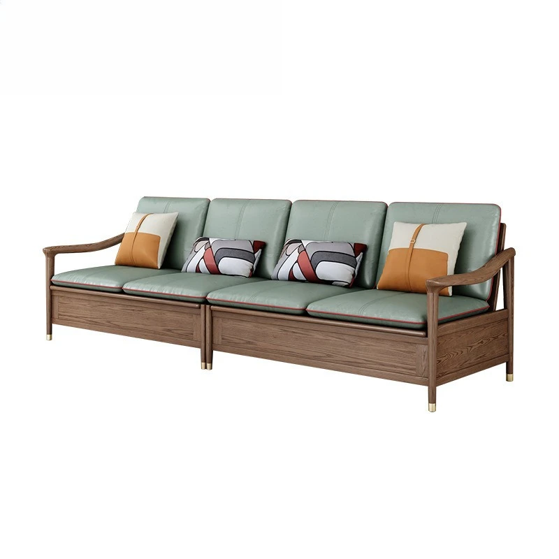 Solid wood sofa combination high box storage sofa ash wood solid wood sofa