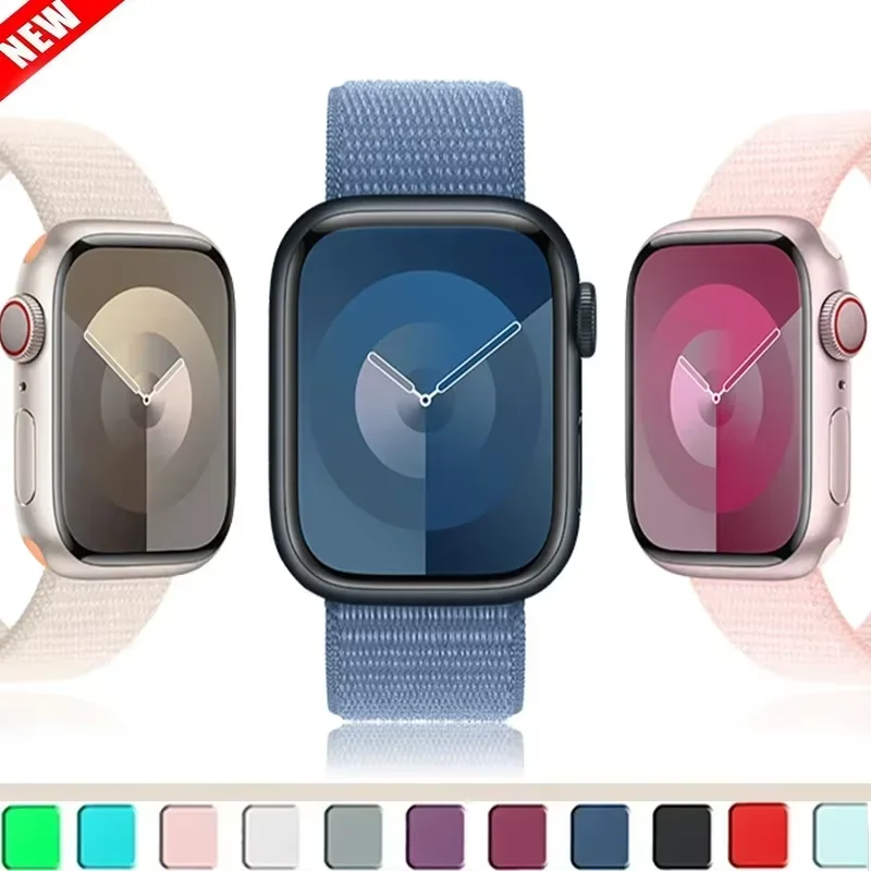 Nylon Loop Strap for Apple Watch Band 49mm 45mm 44mm 42mm 46 40mm 38 mm Bracelet IWatch 10 9 8 7 6 5 SE 4 Ultra 2 3 Correa bands