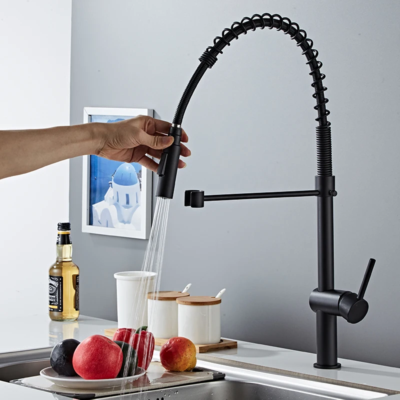 Becola Kitchen faucet Pull Out Cold and Hot mixer tap Black Chrome water Single Holder faucet kitchen sink fauce BR-8340