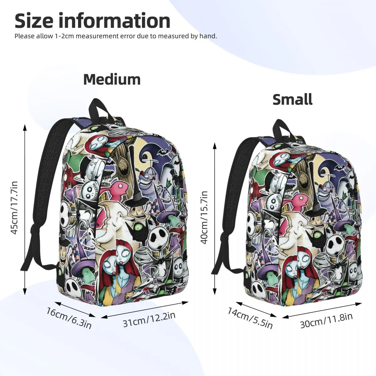 Custom Jack SkellingtOn Halloween Canvas Backpack Women Men Basic Bookbag for College School The Nightmare Before Christmas Bags