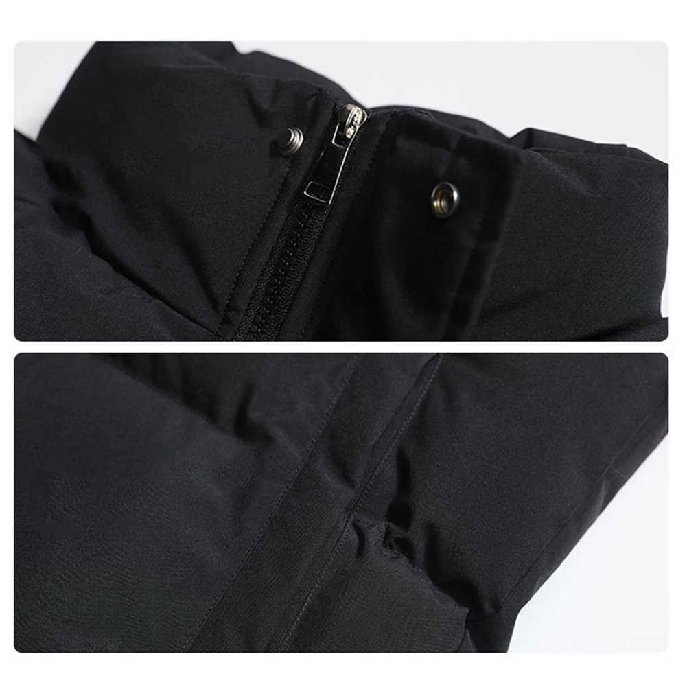 Thick Casual Parkas for Couples Solid Color Warm Jacket with Stand Collar Designed for Men and Women Daily Outerwear