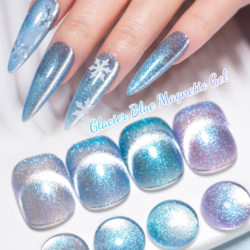 

MTSSII 7ml Ice Blue Series Glitter Magnetic Gel Nail Polish Shiny Sparkling Color Semi Permanant Soak Off Manicure Varnish