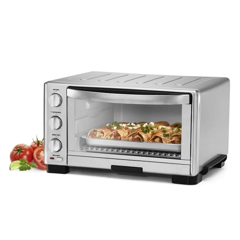 เตาอบเครื่องปิ้งขนมปัง Nonstick 1800W เสมอแม้เทคโนโลยี Toasts 6 ชิ้น Bakes 11 "พิซซ่าพร้อม Slide-Out Rack ทําความสะอาดง่ายถาดเศษขนมปัง