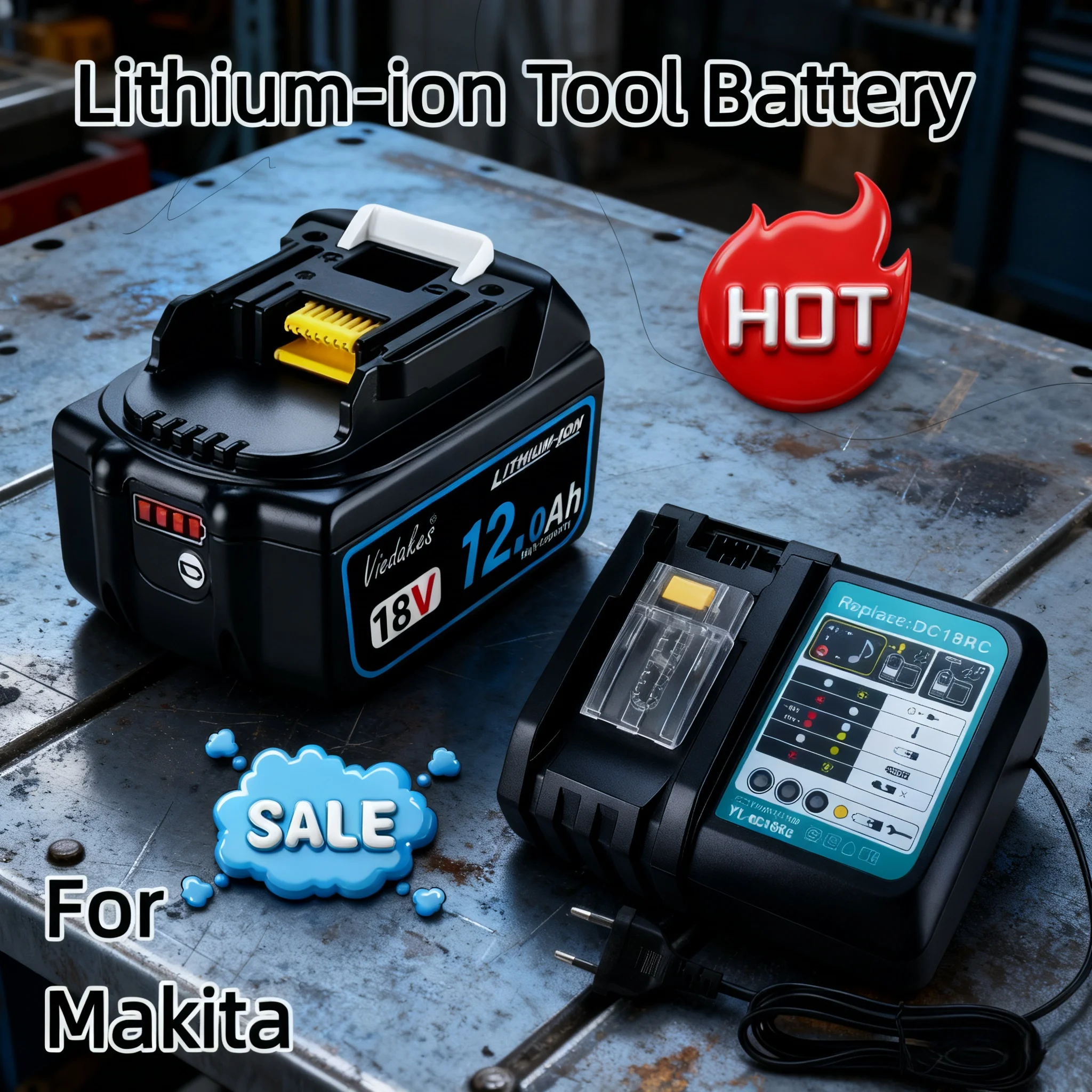 

Original for Makita 18V Battery Pack, 18V 6Ah Batterie Makita 18V Lithium, with LED Power Indicator, ️Shock Resistant Design