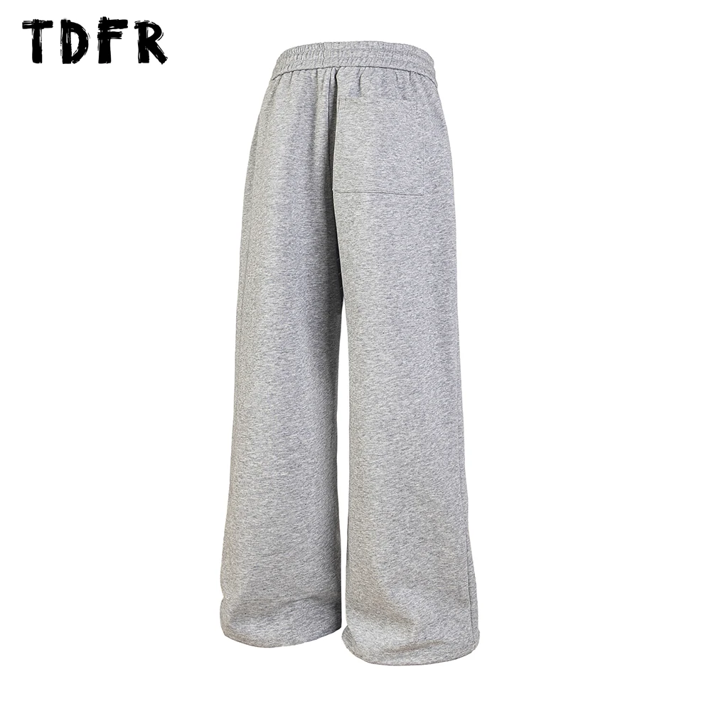 Letter Print Sweatpants Mens Autumn Winter Streetwear Elastic Waist Loose Wide Leg Casual Pants Men Trousers