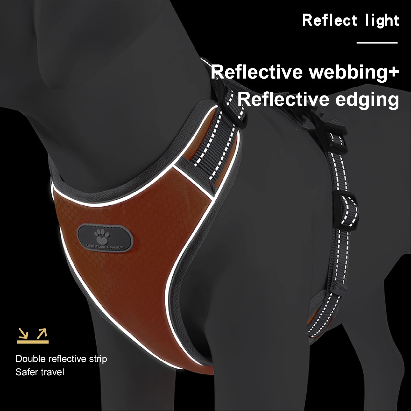 Anti-Sprint Dog Harness, Reflective Light, Respirável, Oxford Mesh Cloth, Pet Acessórios, Pequeno, Médio, Grande