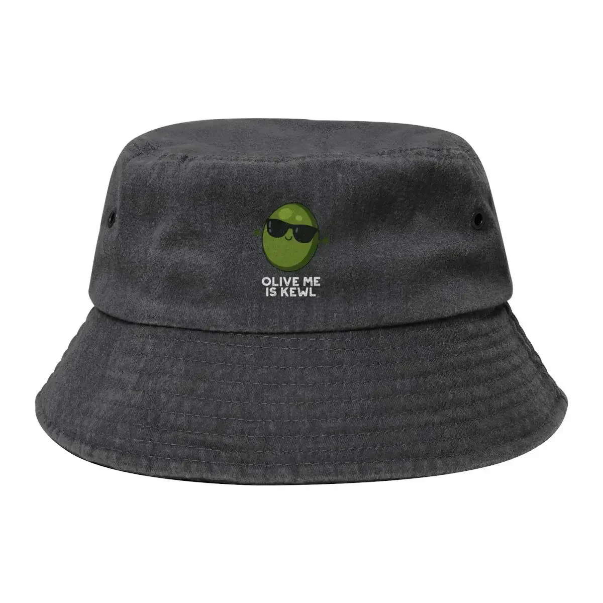 Olive Me Is Kewl Cool Olive Puns (Dark BG) Bucket Hat Sun Cap Cap Hip Hop For Men Women's