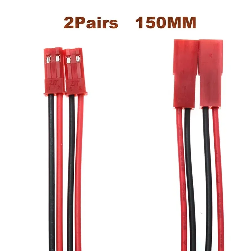 Masculino e Feminino JST Plug Cable Connector, RC BEC Bateria, Helicóptero, DIY FPV Drone, 2 conectores de pinos, 150mm, 2 pares