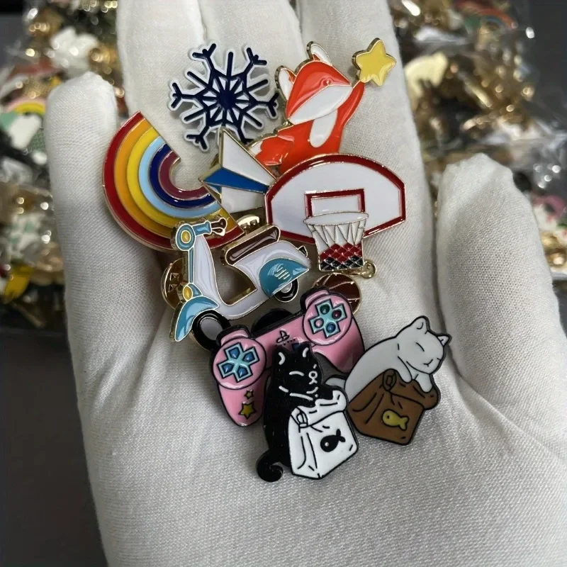 30pcs Cartoon Brooches Enamel Pins Retro Punk Dark Color Collar Corsage Shirt Hat Jacket Pin Badge Cartoon Bag Metal Pins Sets