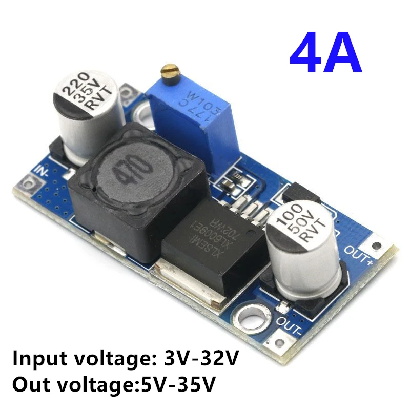 DC ajustável para DC Buck Boost Módulo, Módulo Regulador de Alimentação, LM2596, LM2596S, XL4015, 3A, 4A, 5A, 1 peça